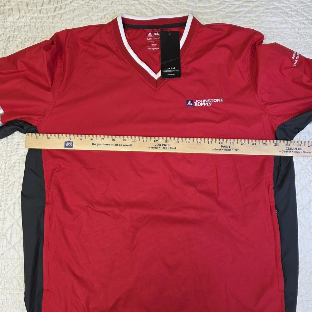 Adidas Golf ClimaProof Wind Jacket‎ Mens Large Red V-Neck Pullover Logo